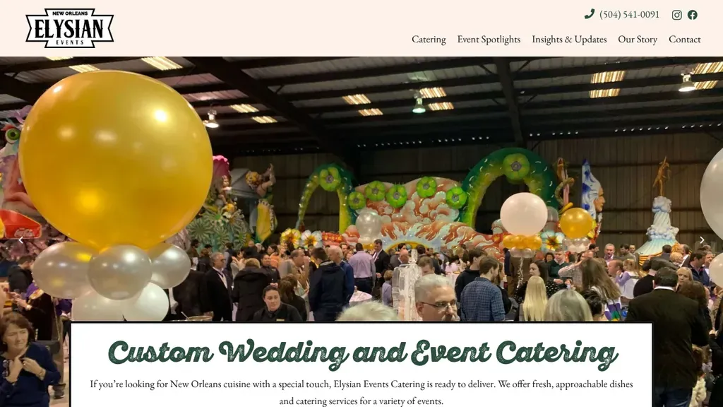 Elysian Events Catering sitio web