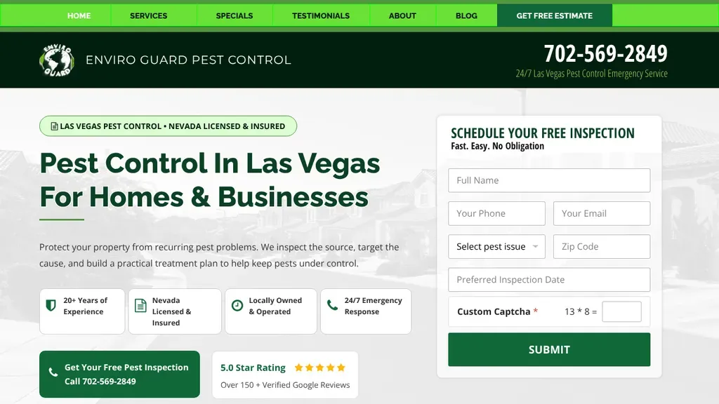 Enviro Guard Pest Control sitio web