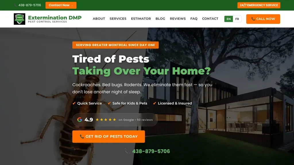 Extermination DMP sitio web