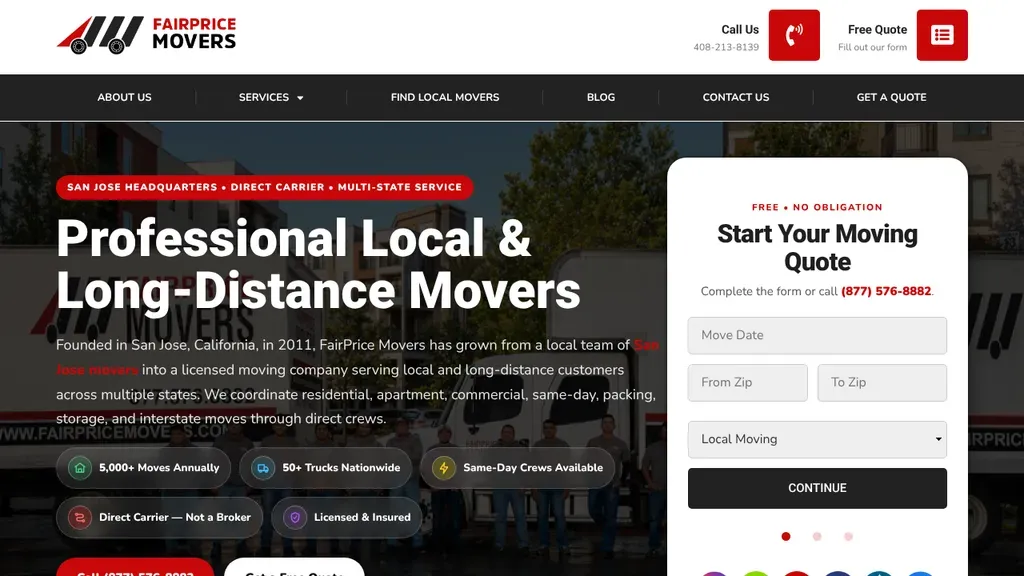 Fairprice Movers San Francisco Local & Long Distance Moving Company sitio web