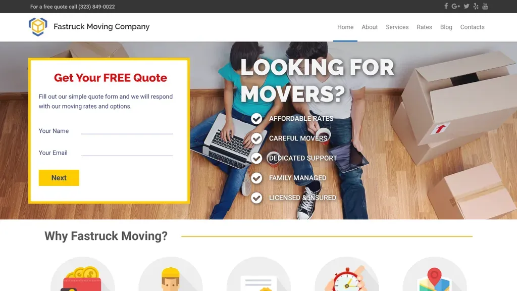 Fastruck Moving Company sitio web