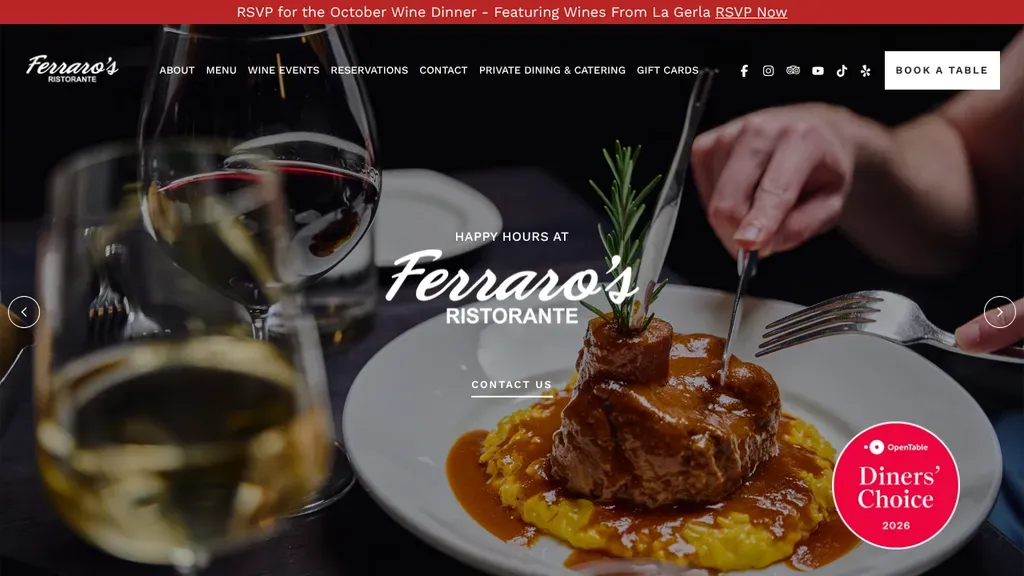 Ferraro's Ristorante sitio web