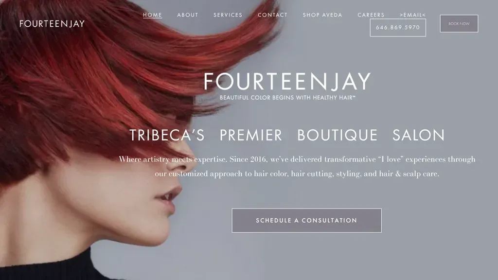 Fourteenjay Aveda Salon website