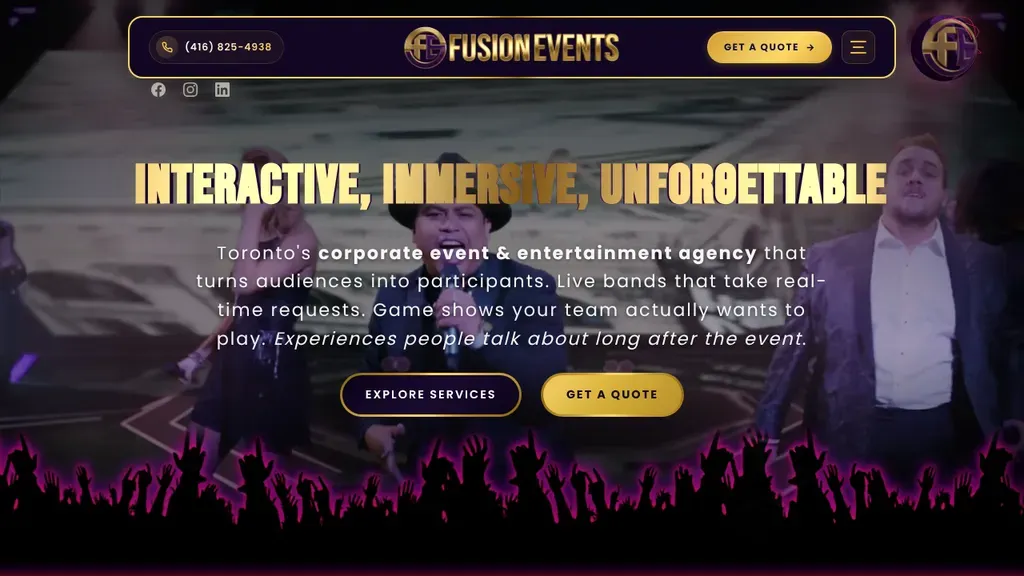 Fusion Events sitio web