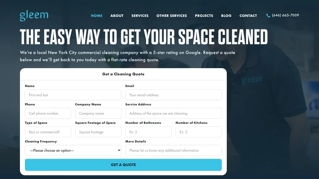 Gleem Commercial Cleaning Service sitio web