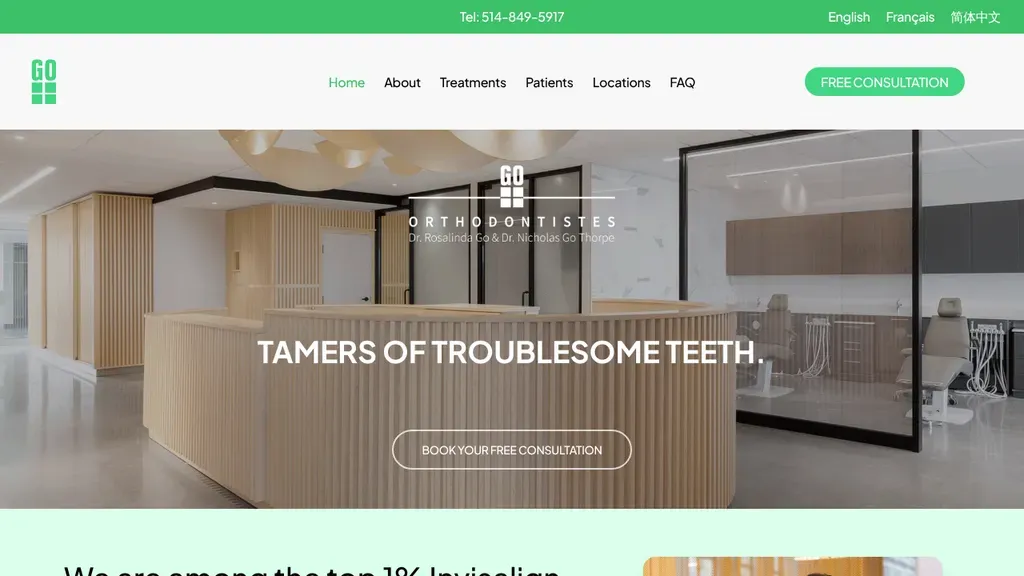 Go Orthodontistes sitio web