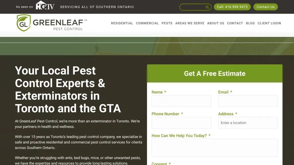 GreenLeaf Pest Control sitio web