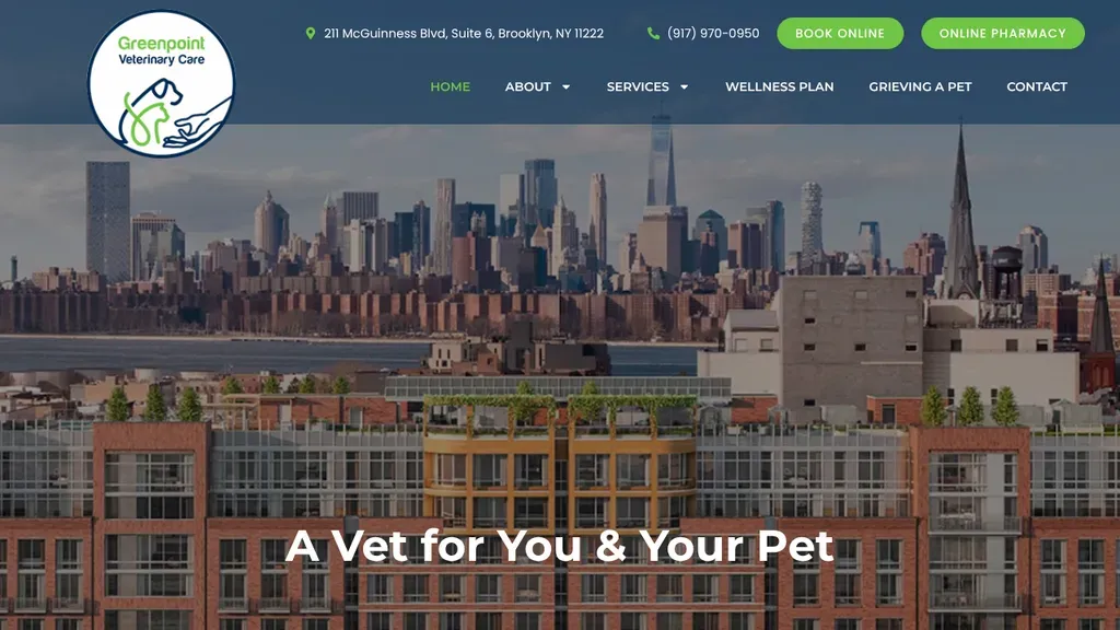 Greenpoint Veterinary Care website