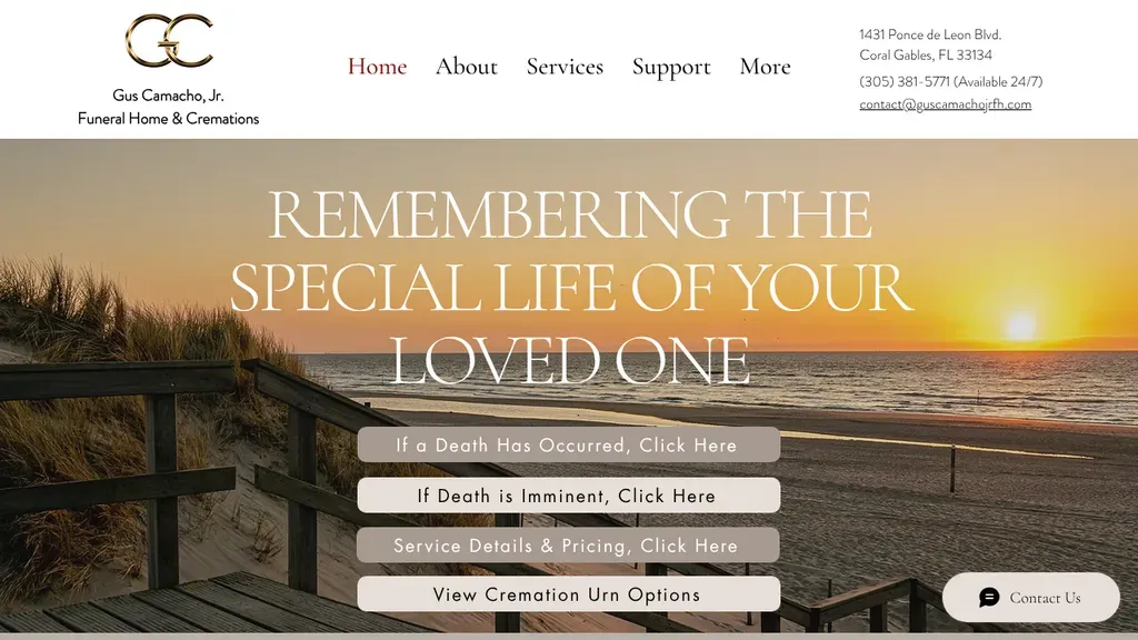 Gus Camacho, Jr. Funeral Home Coral Gables ( Cremations America ) sitio web