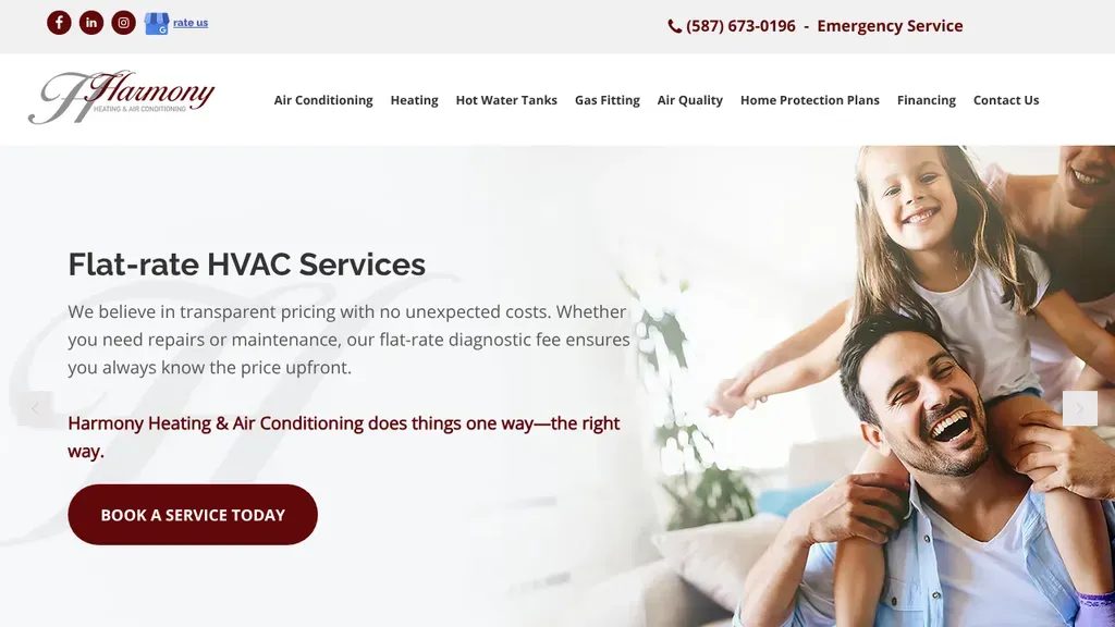 Harmony Heating & Air Conditioning sitio web
