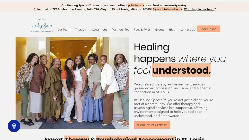 Healing Spaces Psychological Services sitio web