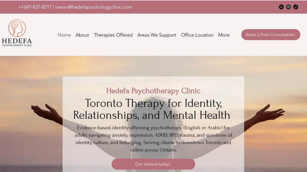 Hedefa Psychology Clinic sitio web