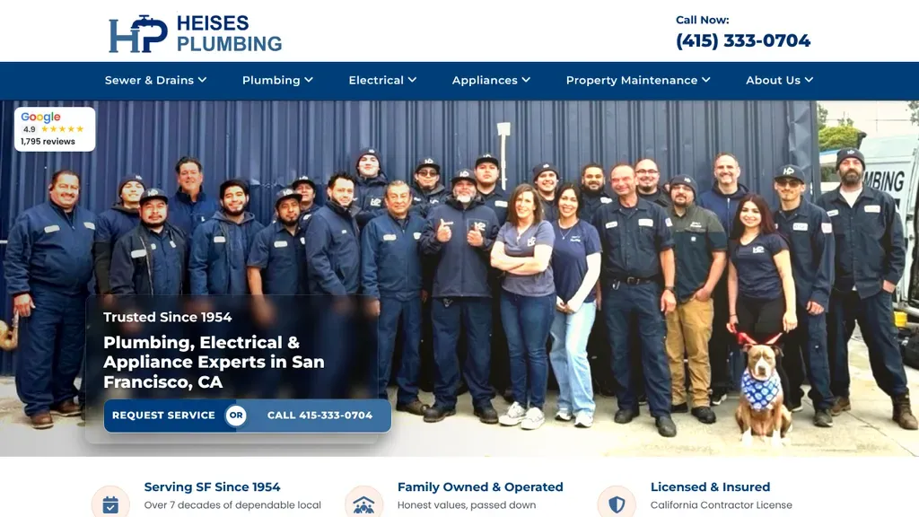 Heise's Plumbing sitio web