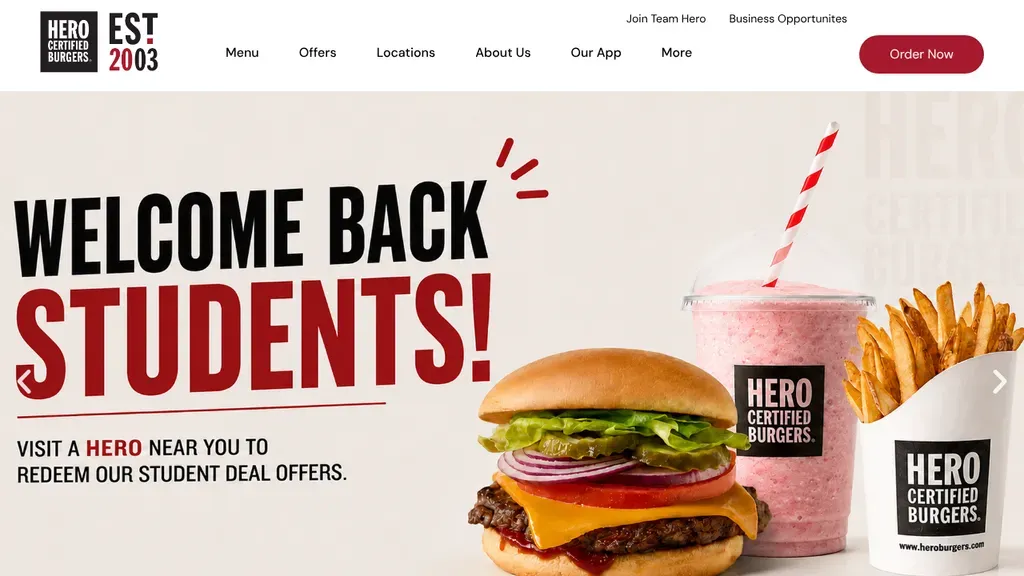 Hero Burgers sitio web