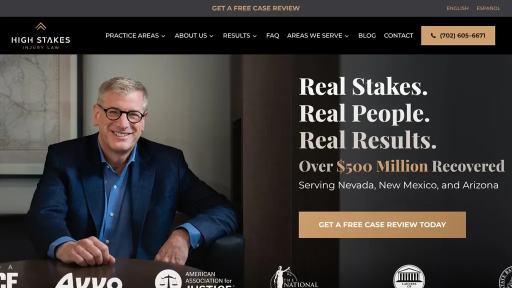 High Stakes Injury Law sitio web