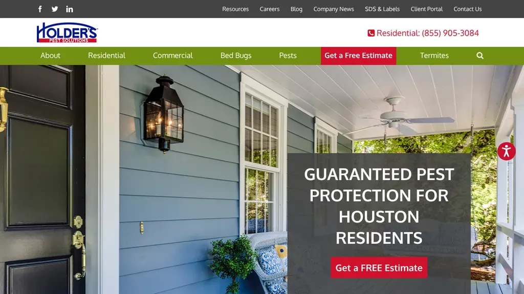 Holder's Pest Solutions sitio web
