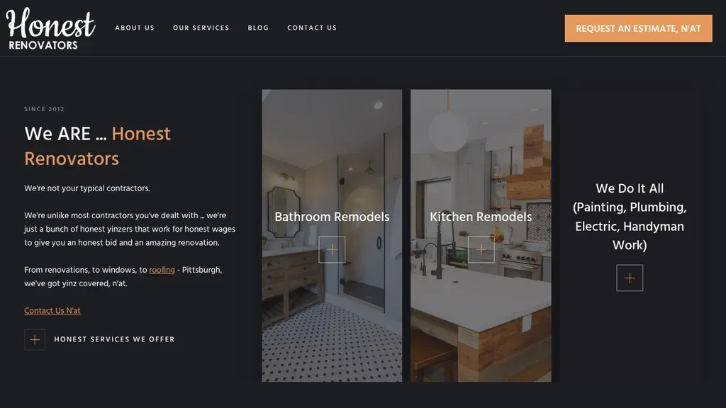 Honest Renovators sitio web