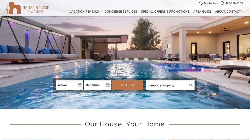 House and Home Vacations sitio web