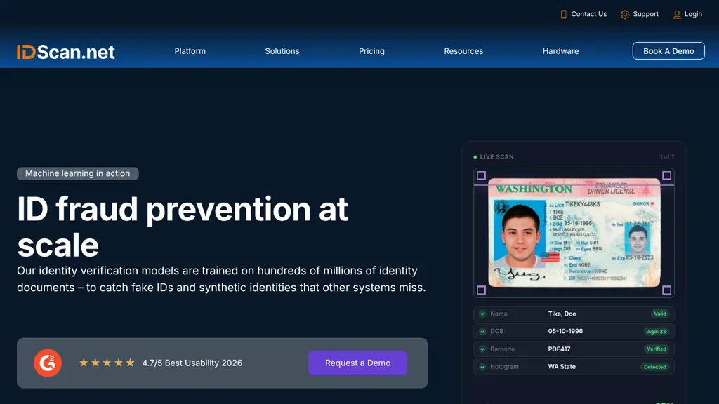 IDScan.net sitio web