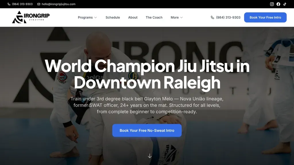 IRONGRIP Brazilian Jiu Jitsu sitio web