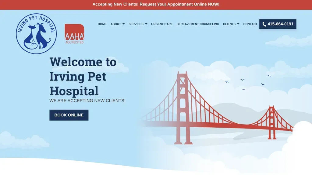 Irving Pet Hospital website