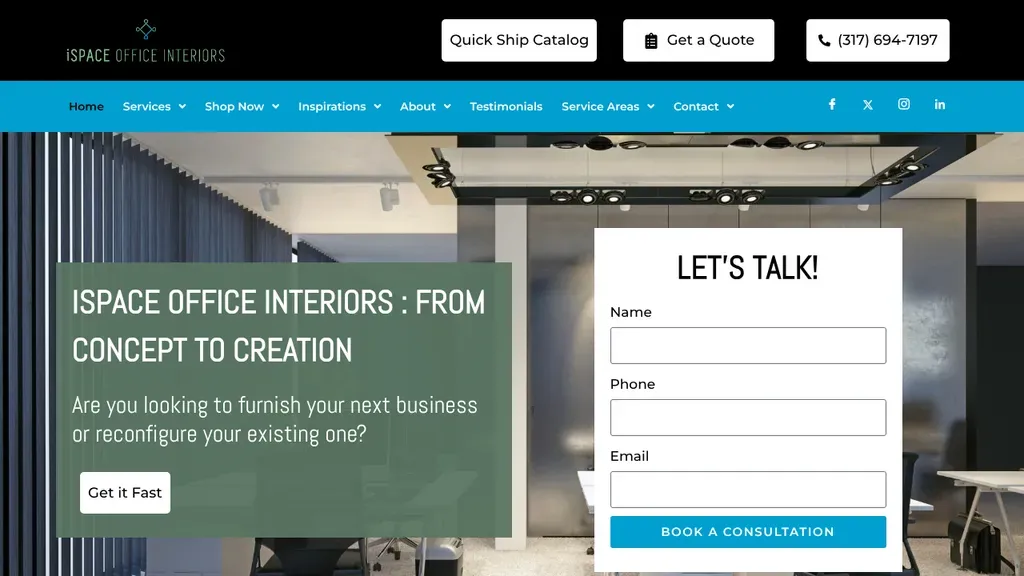 iSpace Office Interiors sitio web