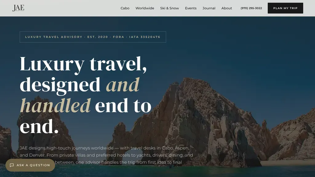 JAE Luxury Travel sitio web