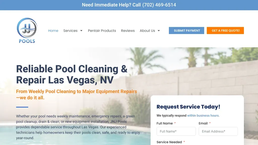 JNJ Pools sitio web