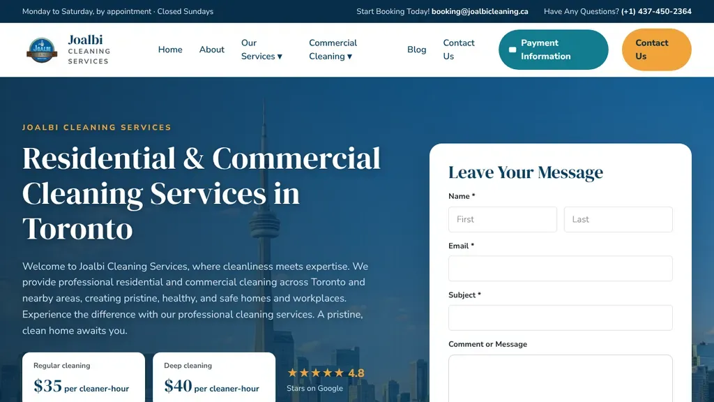 Joalbi Cleaning Services sitio web