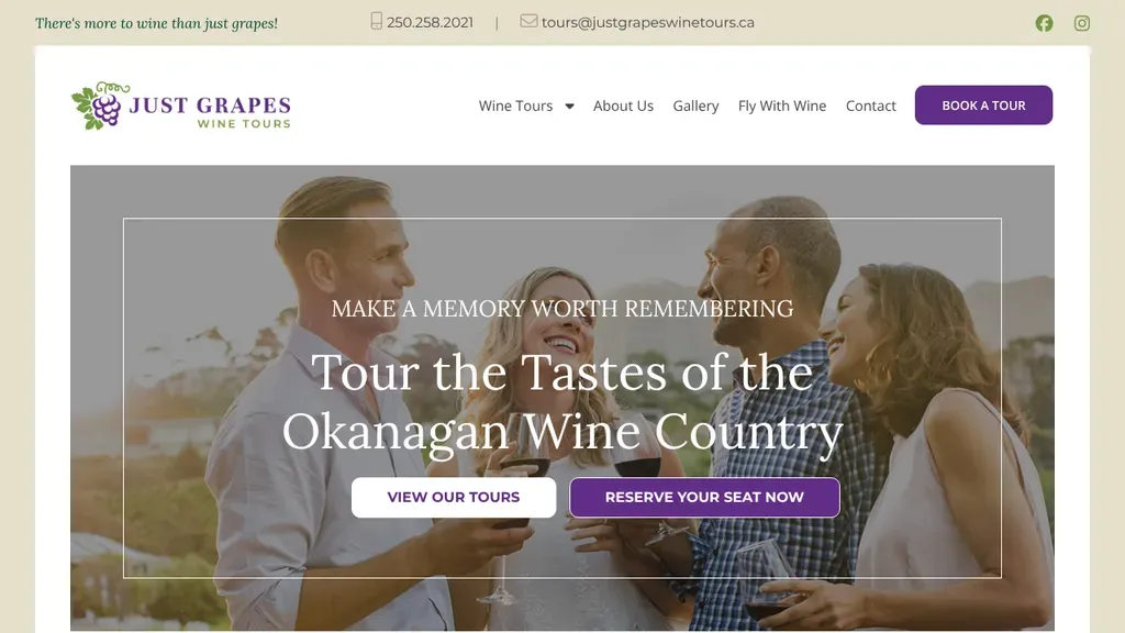 Just Grapes Wine Tours sitio web