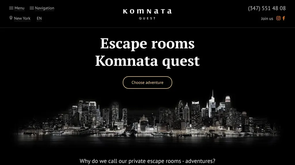 Komnata Quest sitio web