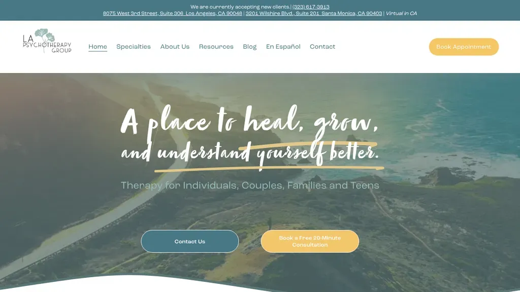LA Psychotherapy Group sitio web