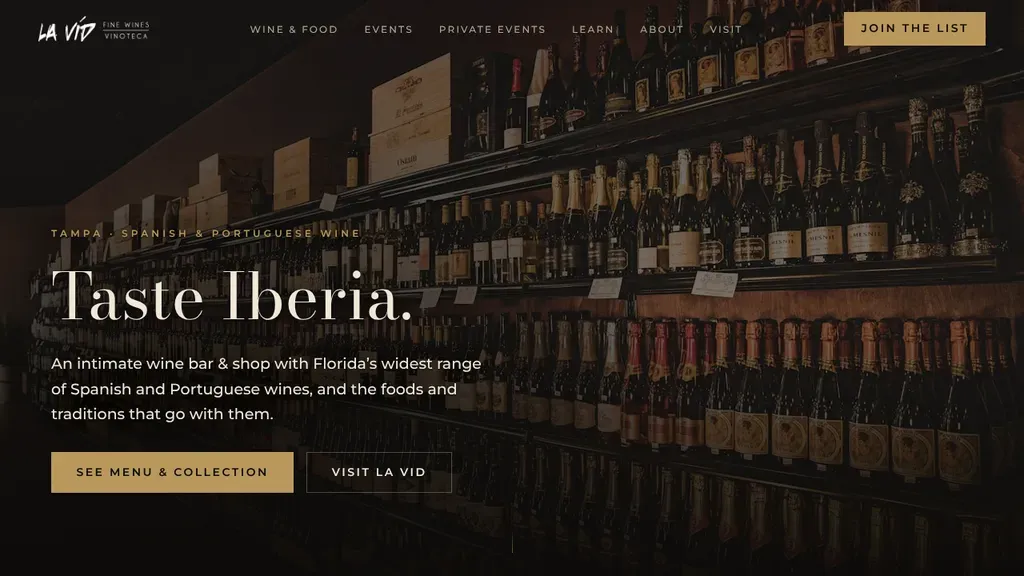 La Vid Wine Bar sitio web
