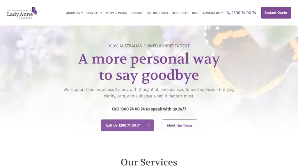 Lady Anne Funerals sitio web