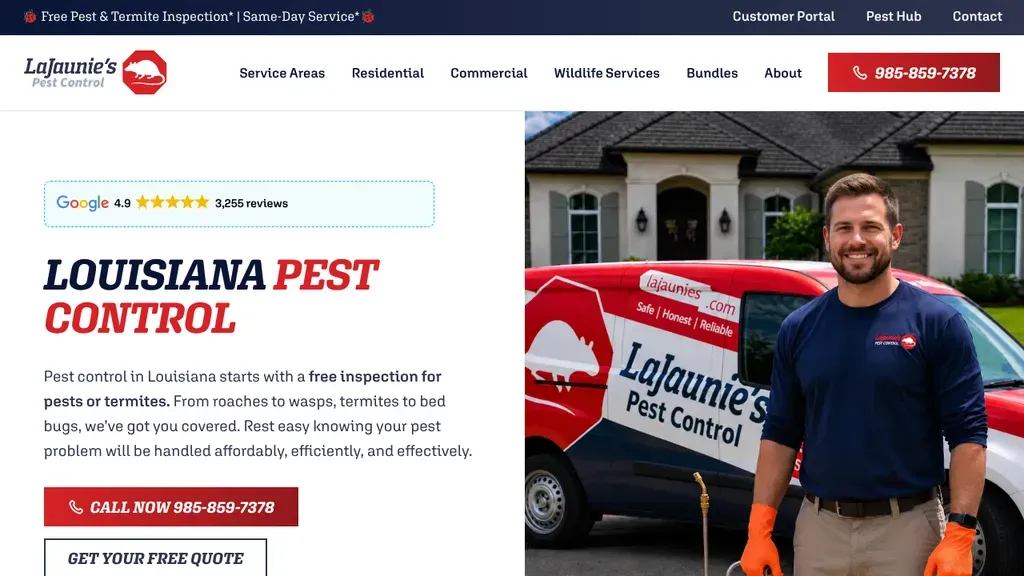 LaJaunie's Pest Control sitio web