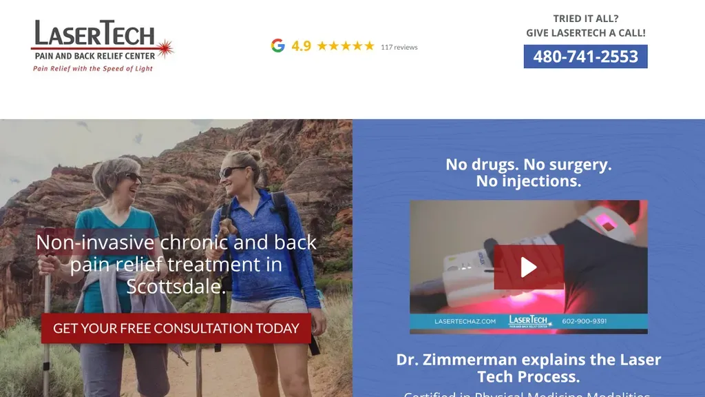 LaserTech Pain and Back Relief Center sitio web