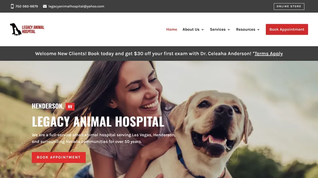 Legacy Animal Hospital website