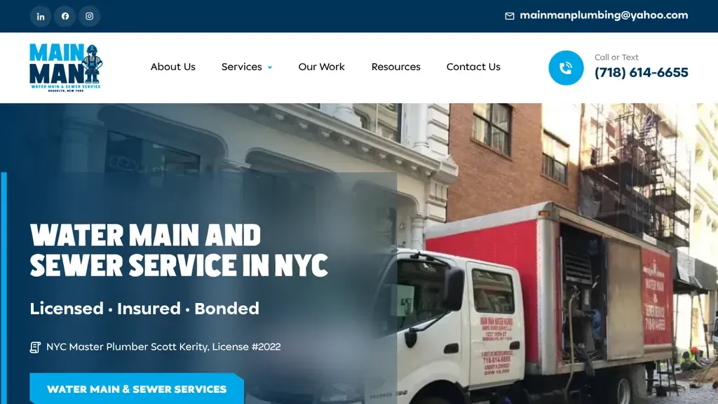 Main Man Water Main & Sewer Repair sitio web