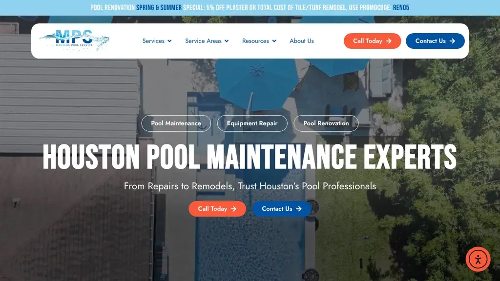 Manning Pool Service sitio web