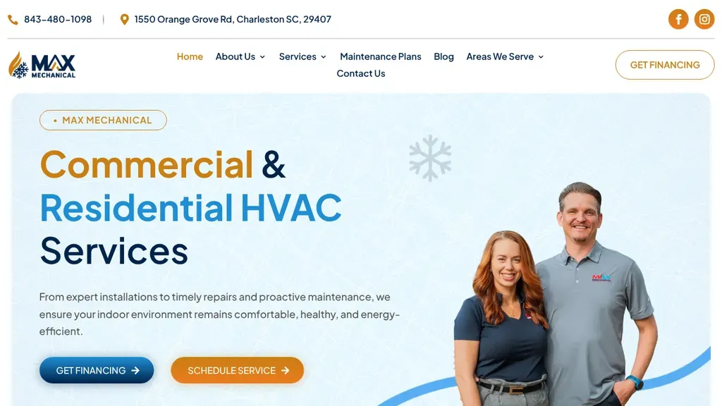 Max Mechanical Heating and Air sitio web