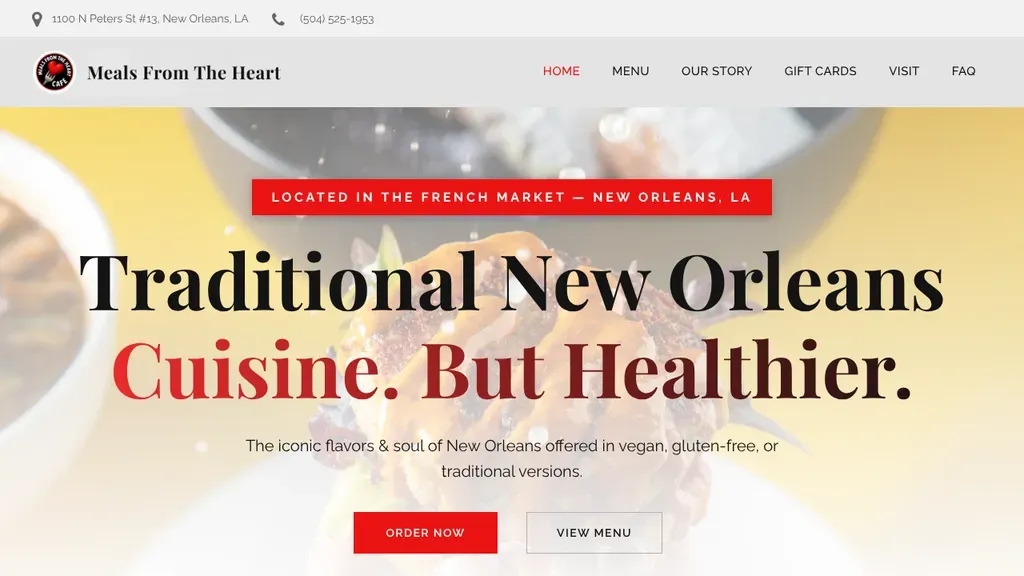 Meals From the Heart Cafe sitio web