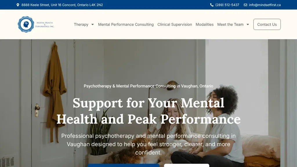 Mindset First Mental Health & Performance sitio web