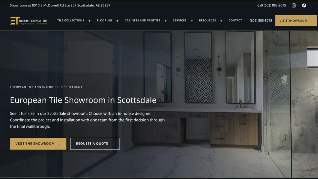 Modern European Tile & Cabinets website