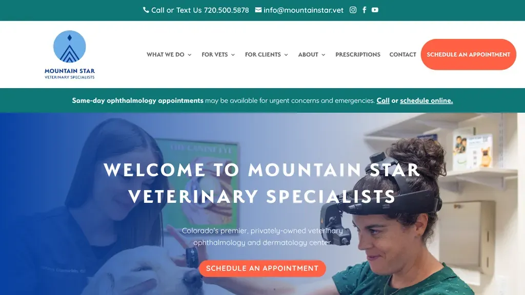 Mountain Star Veterinary Specialists website