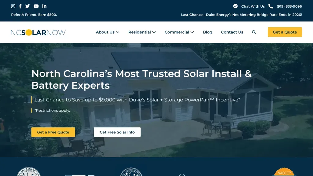 NC Solar Now sitio web