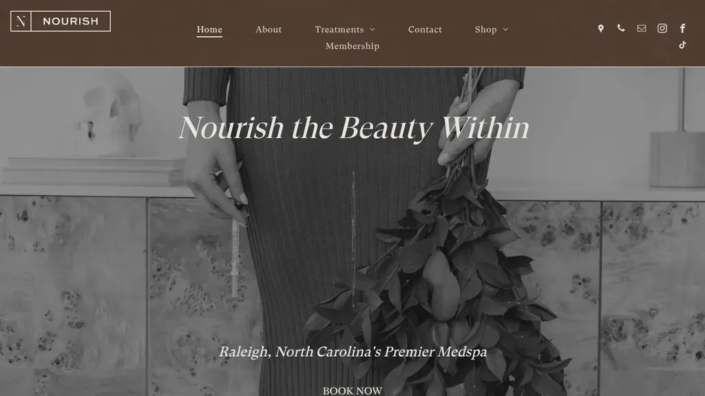 Nourish Skin and Wellness sitio web