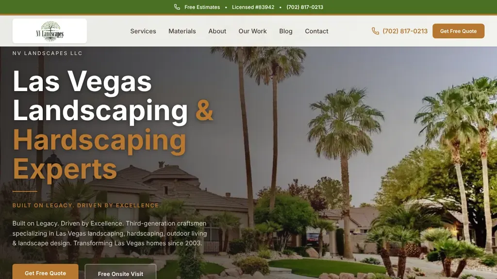 NV Landscapes sitio web