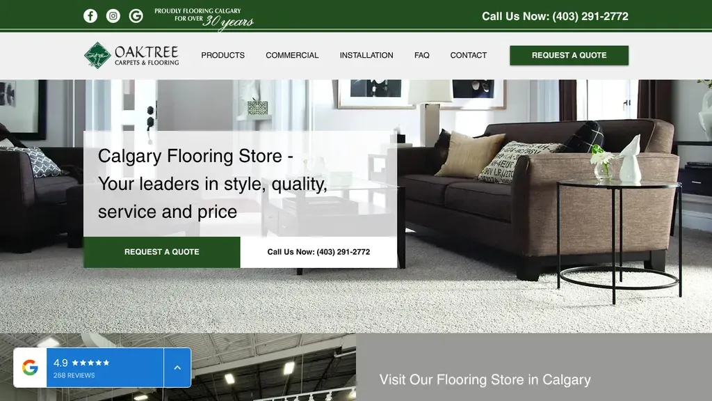 Oaktree Carpets & Flooring Solutions website