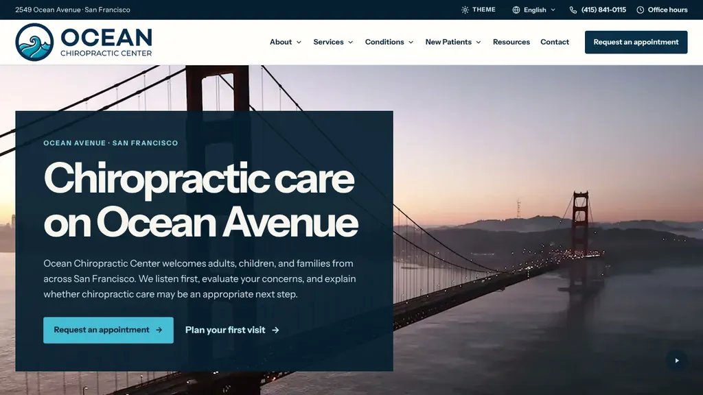 Ocean Chiropractic Center sitio web