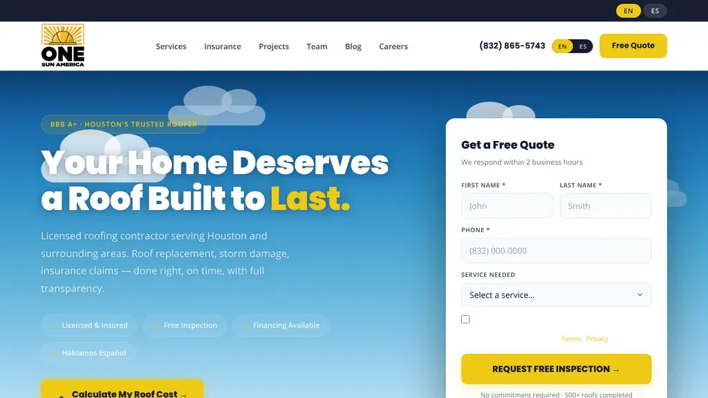 One Sun America sitio web